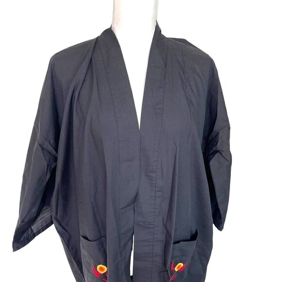 Spencer Gifts Robe Womens One Size OSFM Vintage Unisex Embroidered Dragon Black - Picture 7 of 12